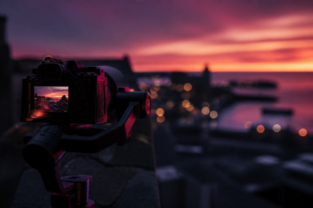 Gimbal video shoot at dusk
